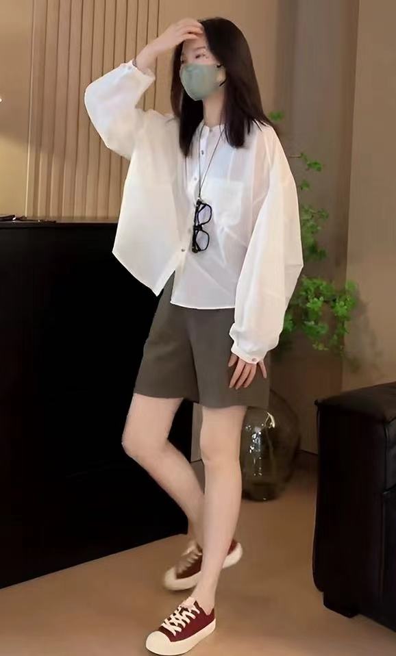 Deconstructed Art Shirt and Khaki Shorts Set