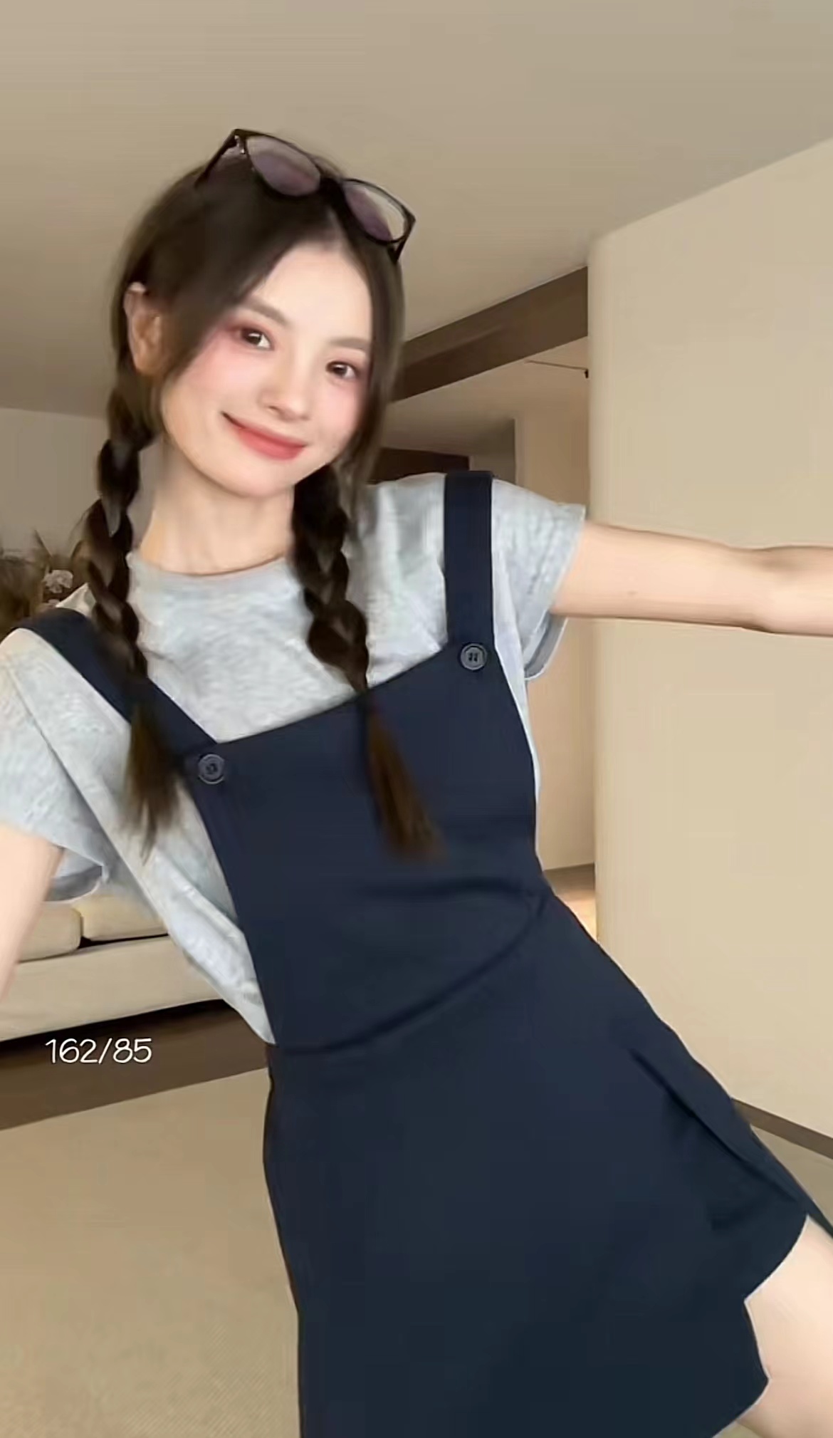 Women's Casual Two-Piece Overall Dress and T-Shirt Set - Image 3