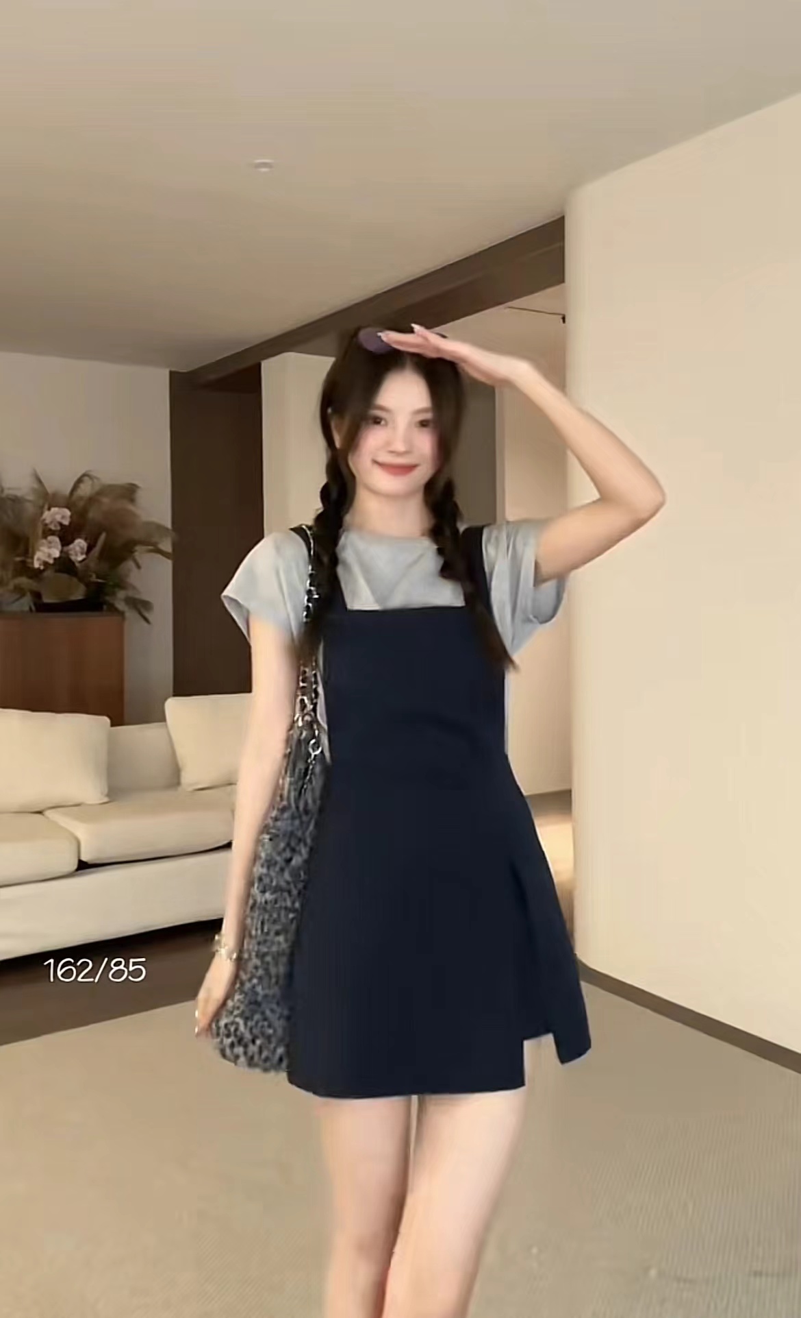 Women's Casual Two-Piece Overall Dress and T-Shirt Set - Image 2