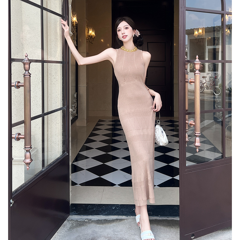 2025 Summer French Style Sequin Knit Bodycon Dress - Image 3