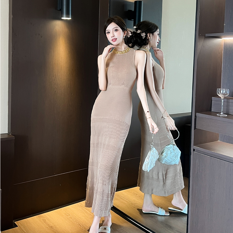 2025 Summer French Style Sequin Knit Bodycon Dress - Image 5