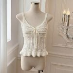 Women's V-Neck Openwork Knit Camisole Tank Top - Style a1e9a8