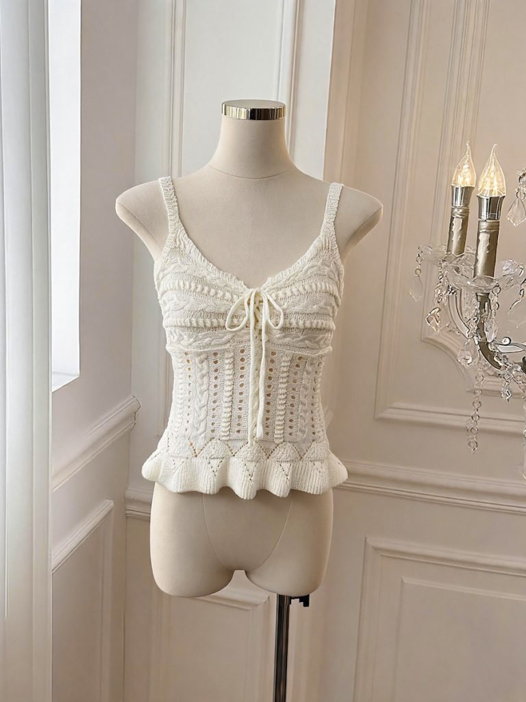 Women's V-Neck Openwork Knit Camisole Tank Top - Style a1e9a8