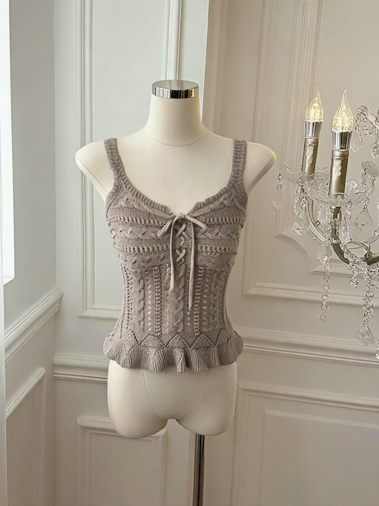 Women's V-Neck Openwork Knit Camisole Tank Top - Style a1f673
