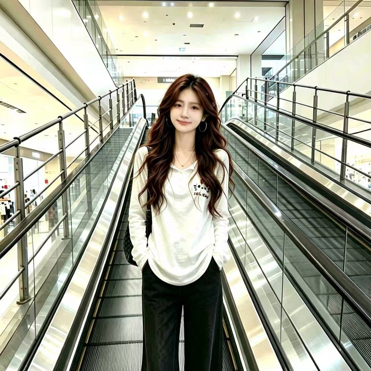 White Button Kitty Cat Long Sleeve T-Shirt Women 2026 Early Autumn Korean Style Top - Image 5