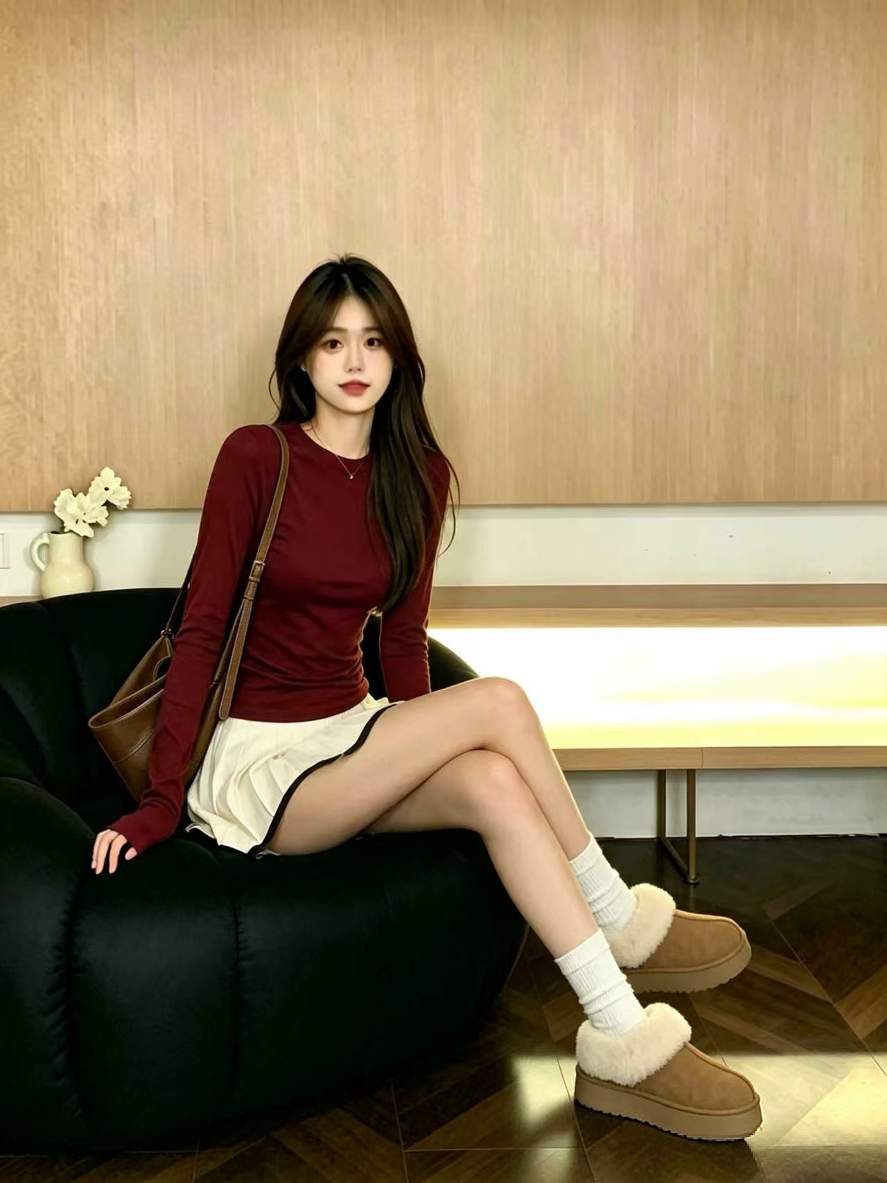 Korean Style Red Long Sleeve Dress for Women Fall 2026 New - Image 2