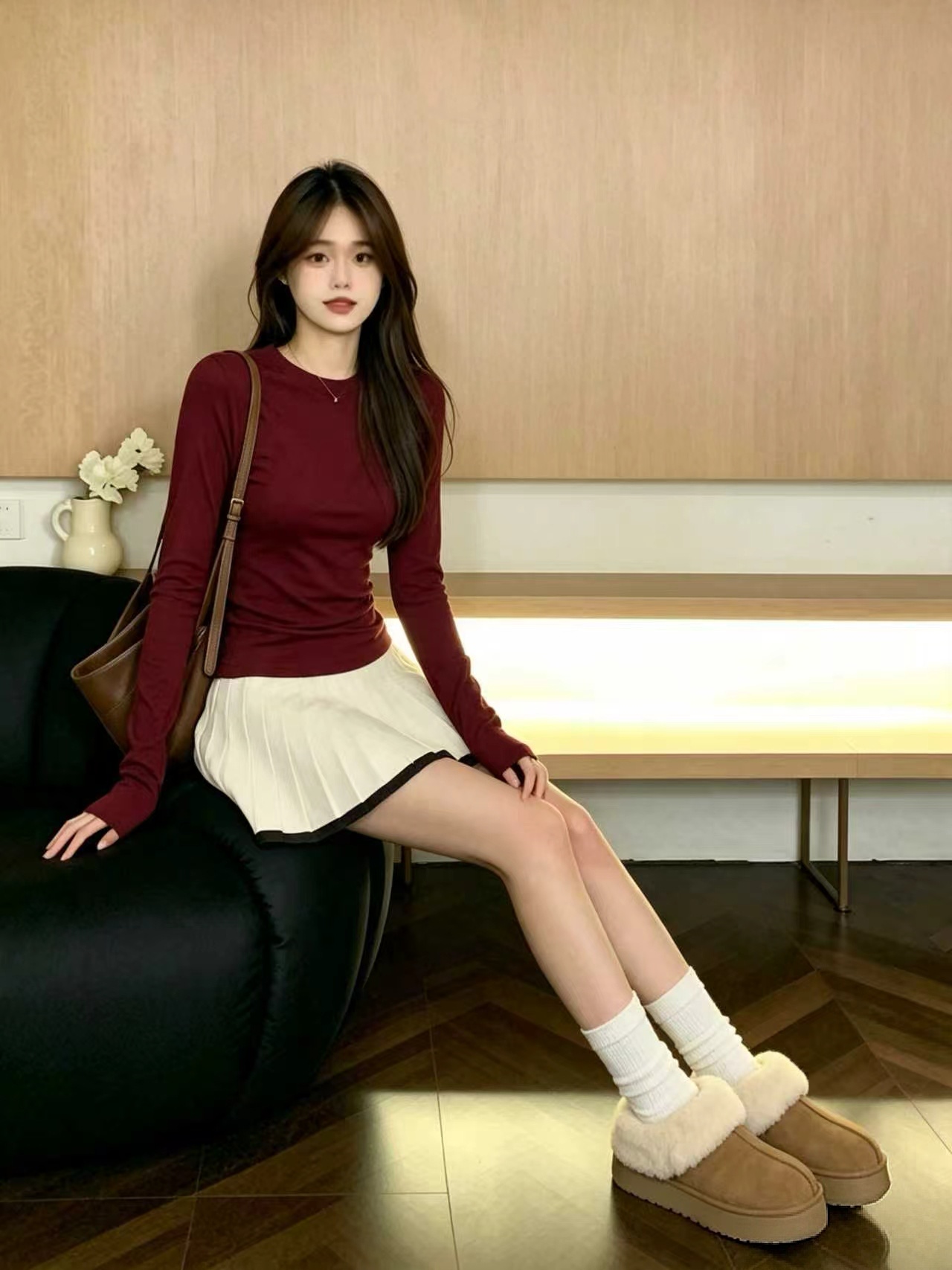 Korean Style Red Long Sleeve Dress for Women Fall 2026 New - Image 4