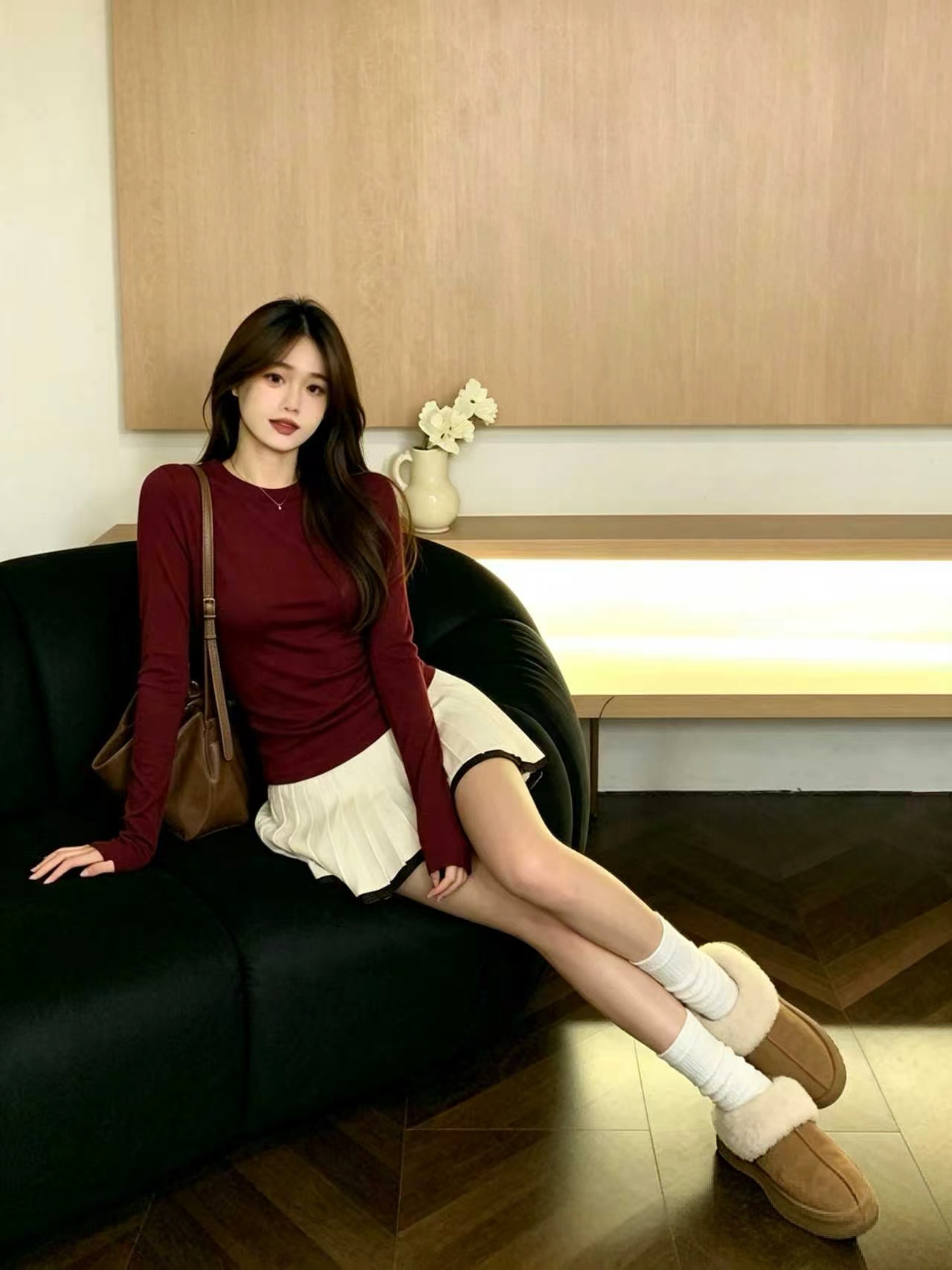 Korean Style Red Long Sleeve Dress for Women Fall 2026 New - Image 3